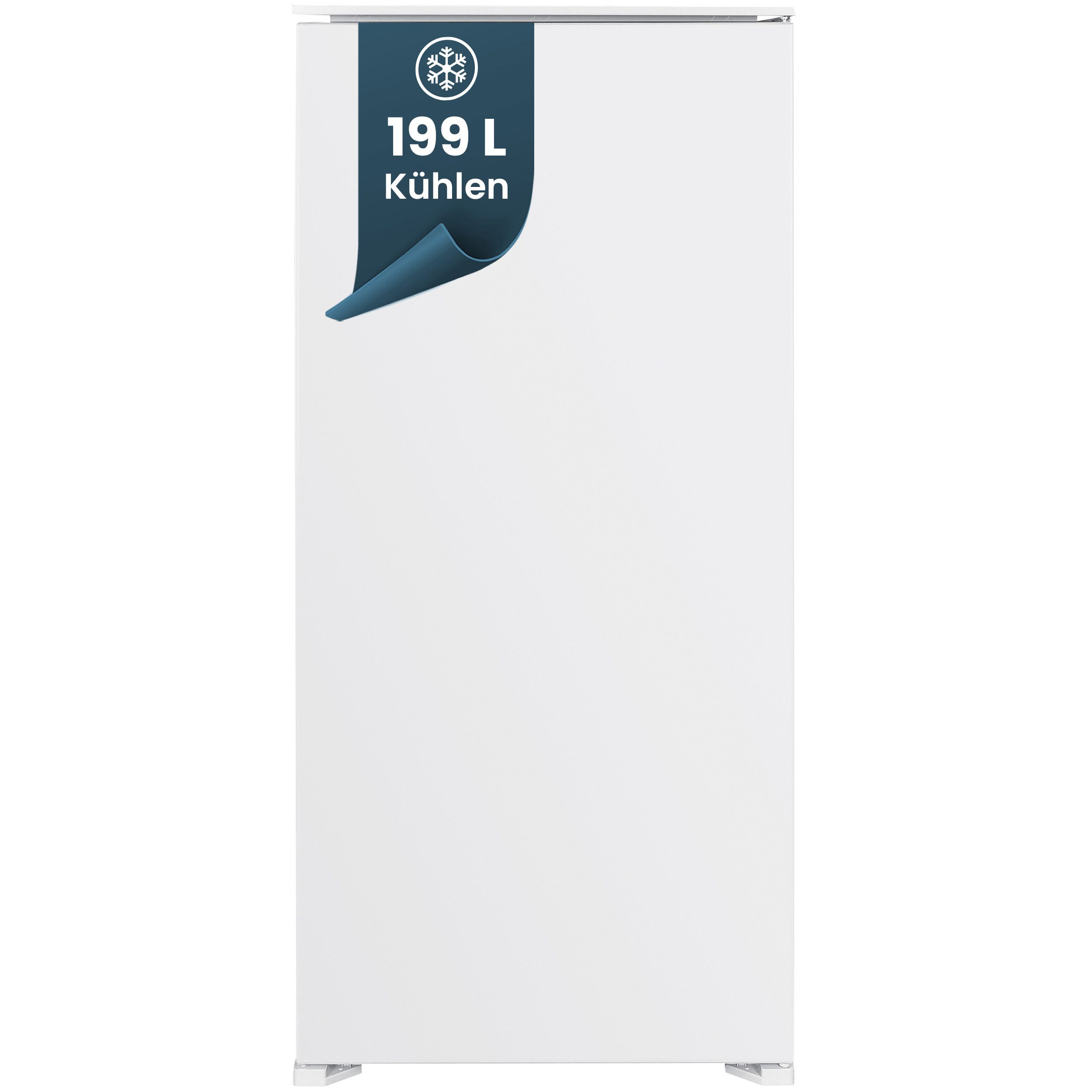 homeX Einbaukühlschrank CB1991E, 123 cm hoch, 54 cm breit, 199 Liter, ohne Gefrierfach, 122cm hoch, Schlepptürtechnik, 39 dB