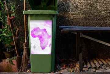 MuchoWow Wandsticker Weltkarte - Rosa - Afrika (1 St), Mülleimer-aufkleber, Mülltonne, Sticker, Container, Abfalbehälter
