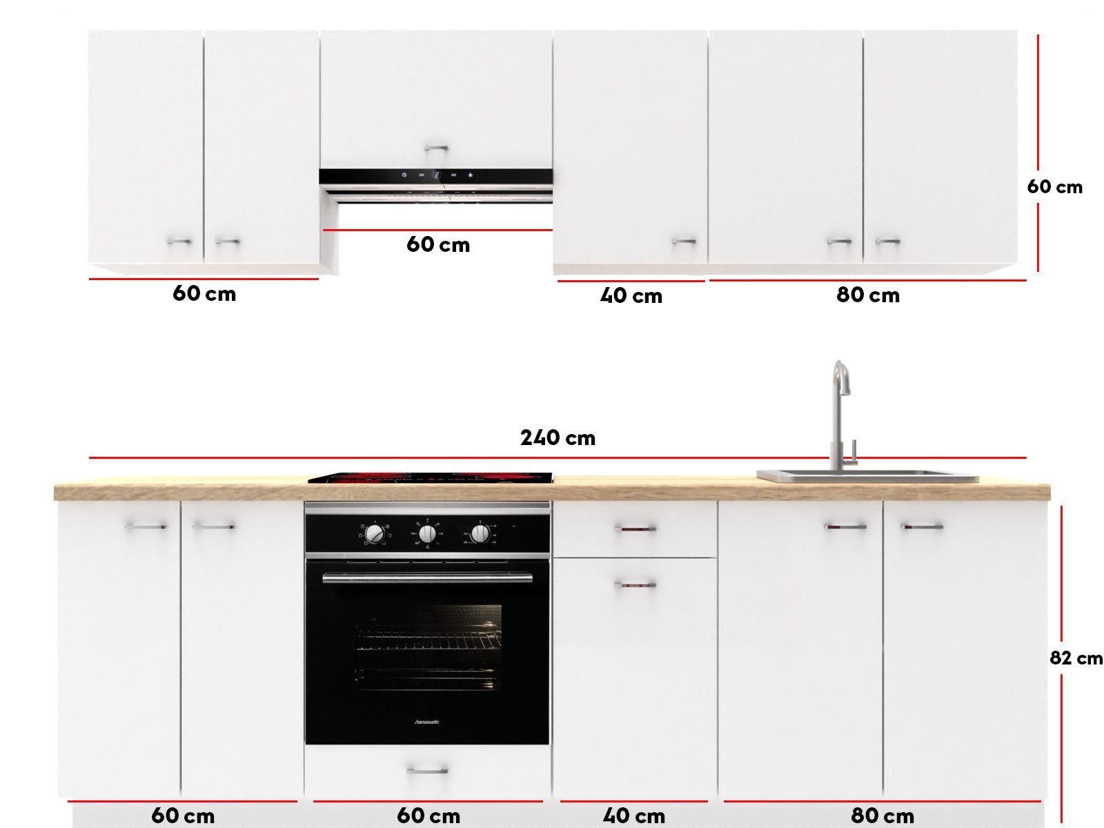 OMILI Küchenzeile OLVIT (Breite 240cm), Fronten 18mm, SOFTCLOSE, metallbox günstig online kaufen