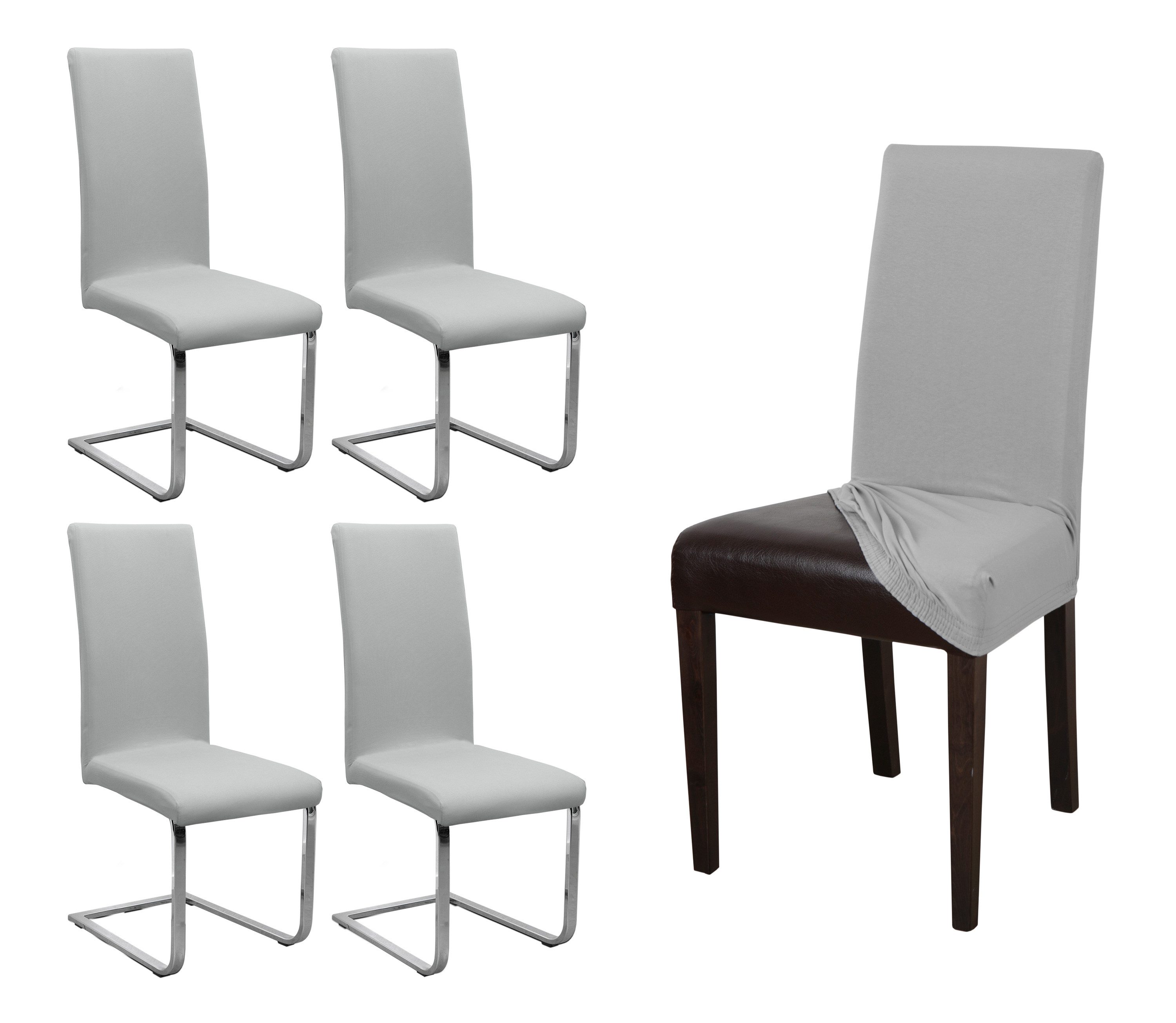 Beautex Stuhlhusse Jersey Baumwolle elastisch für Stühle und Schwingstühle 2er Set