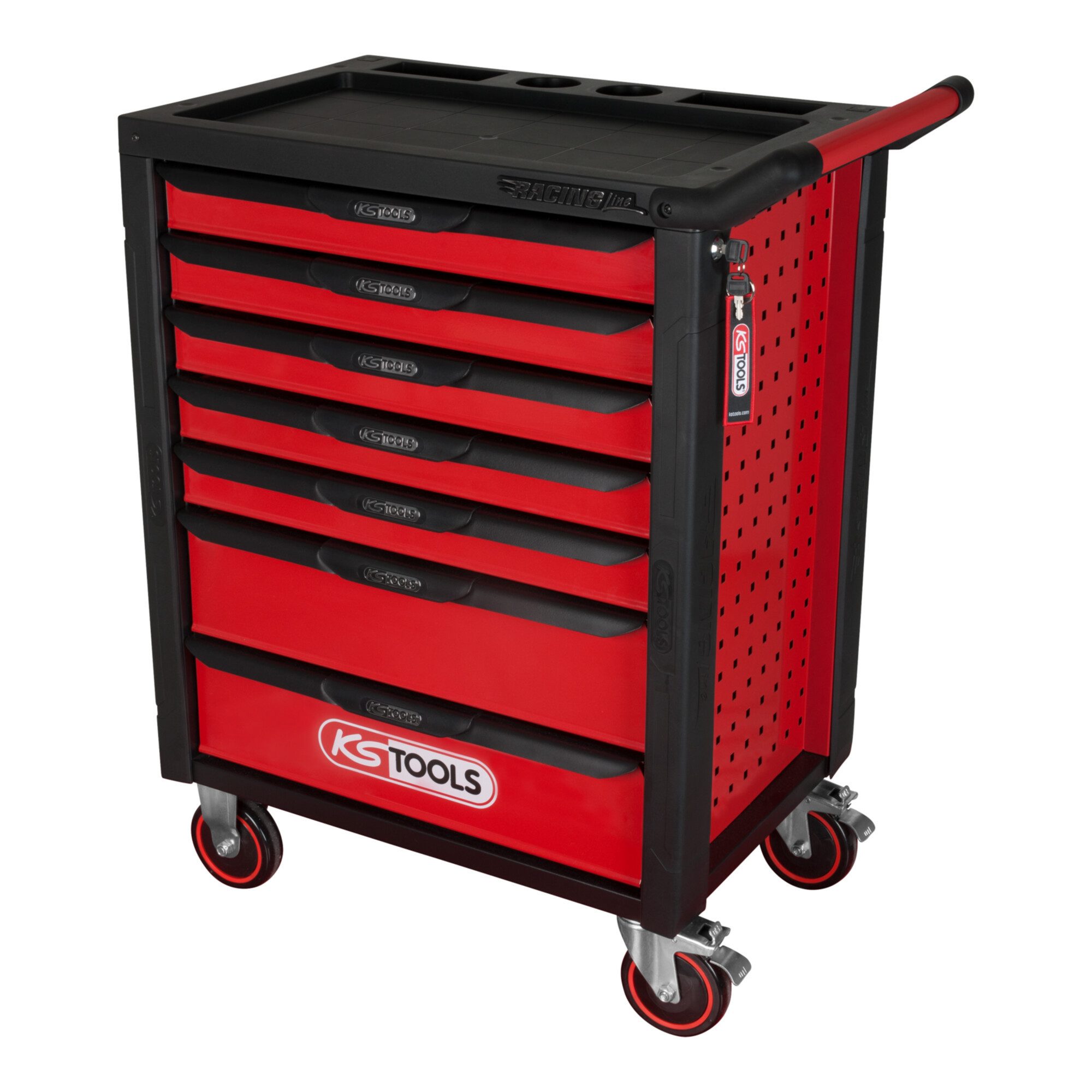 KS Tools Werkstattwagen KS Tools RACINGline SCHWARZ/ROT Werkstattwagen mit 7 Schubladen