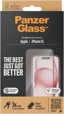PanzerGlass Displayschutz iPhone 15 für iPhone 15, Displayschutzglas, 1 Stück, Kratz-& Stoßfest, Antibakteriell, Vergilbungsresistent
