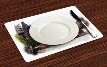 Platzset, Waschbare Stoff Esszimmer Küche Tischdekorations Digitaldruck, Abakuhaus, (4-teilig, 4 Teilig-St., Set aus 4x), Landschaft Ruhe-Natur-Landschaft