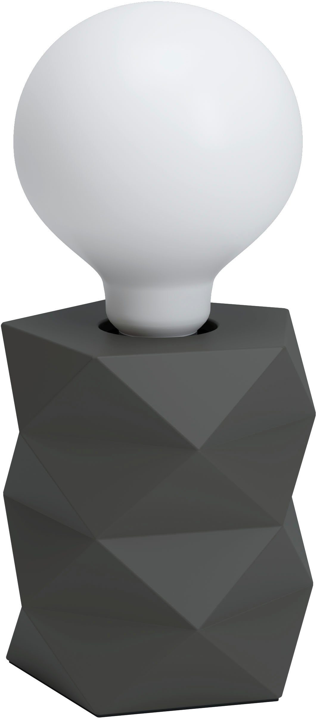 EGLO Tischleuchte SWARBY, Leuchtmittel wechselbar, ohne Leuchtmittel,  Tischleuchte in grau aus Zement - exkl. E27 - 60W | Sockelleuchten