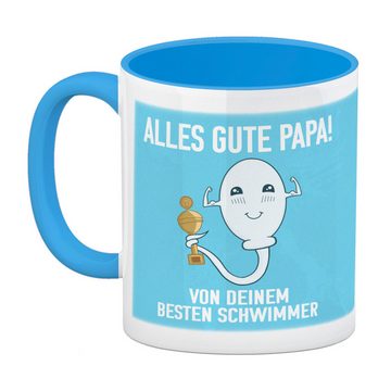 speecheese Tasse Alles gute Papa von {deinem besten Schwimmer} Kaffeebecher Hellblau