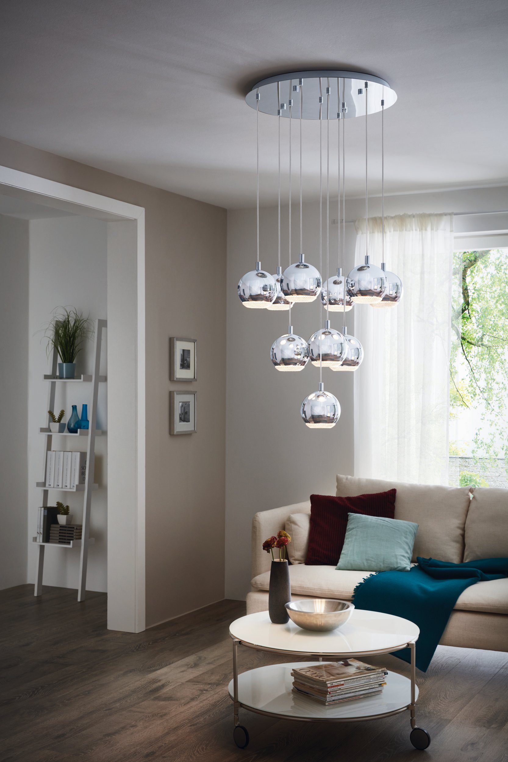 EGLO LED-Hängeleuchte Conessa, Leuchtmittel inklusive, Pendelleuchte GU10 Ø58cm silber Metall