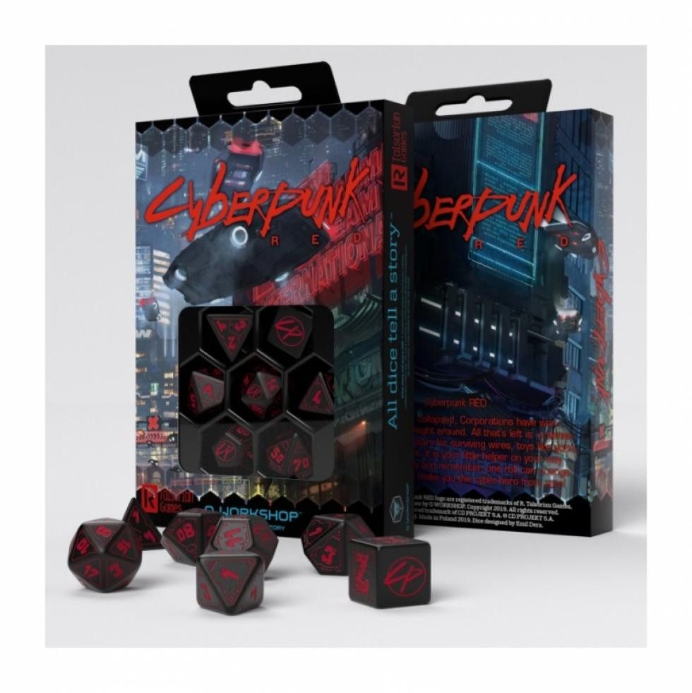 Q-Workshop Spiel, Cyberpunk RPG Red Dice Set (7) - englisch