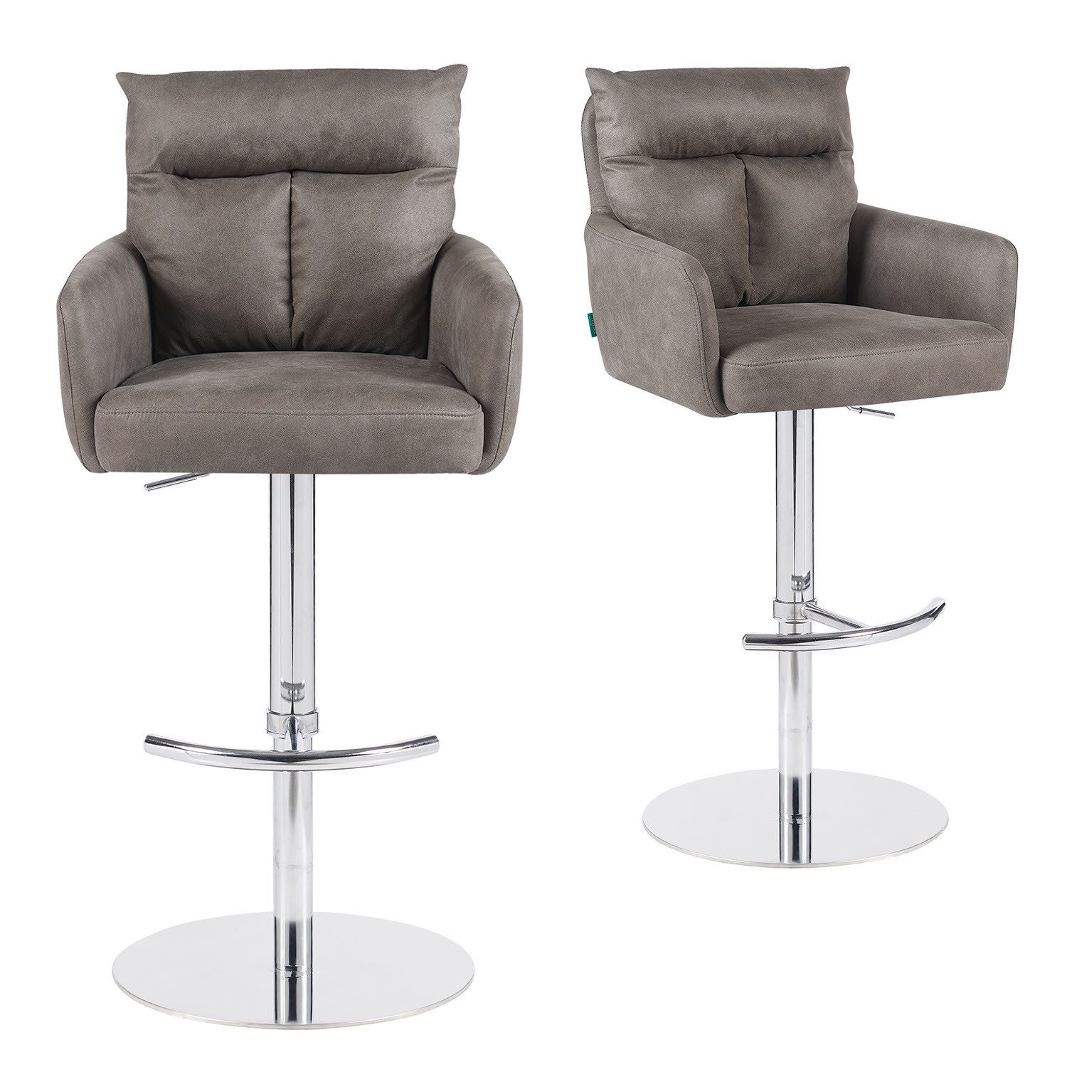 DUBI Möbel Высокие табуреты Leo 2er-Set, Chrom, 360° drehbar, höhenverstellbar im 2er-Set