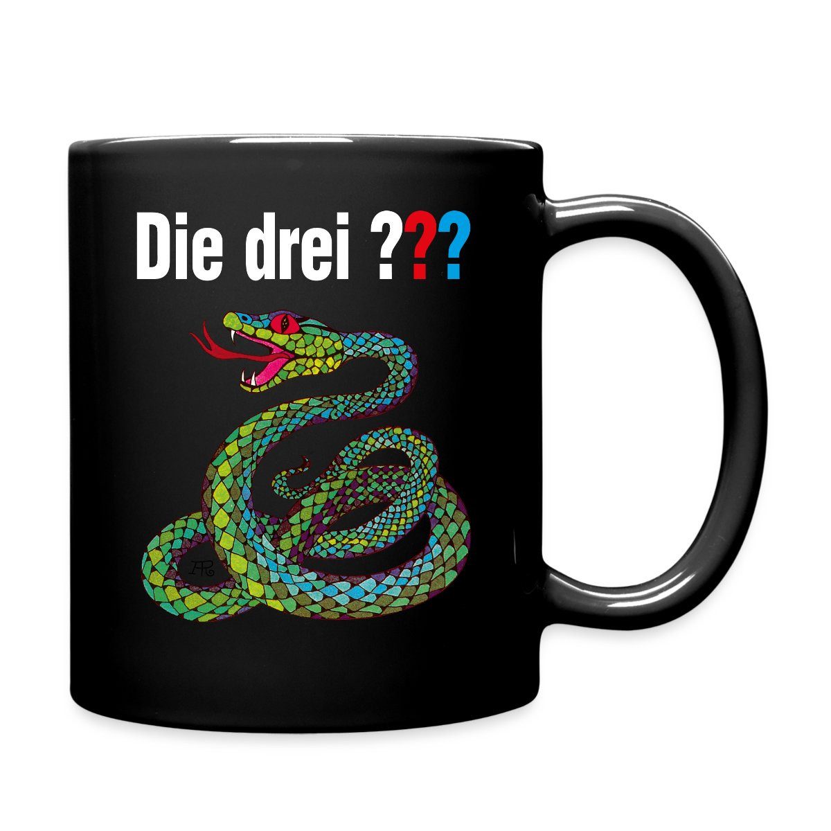 Spreadshirt Tasse Die Drei Fragezeichen und die singende Schlange Tasse Einfarbig, Keramik