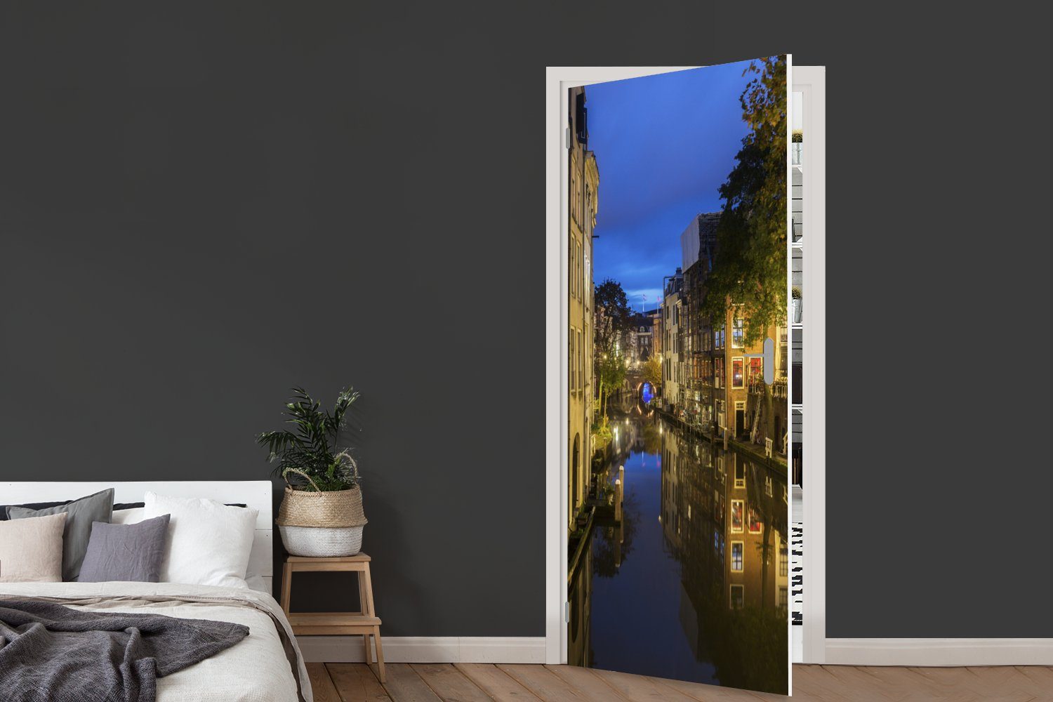 Türaufkleber, bedruckt, Tür, MuchoWow St), - 75x205 Niederlande, Kanal (1 Utrecht Matt, - cm für Fototapete Türtapete