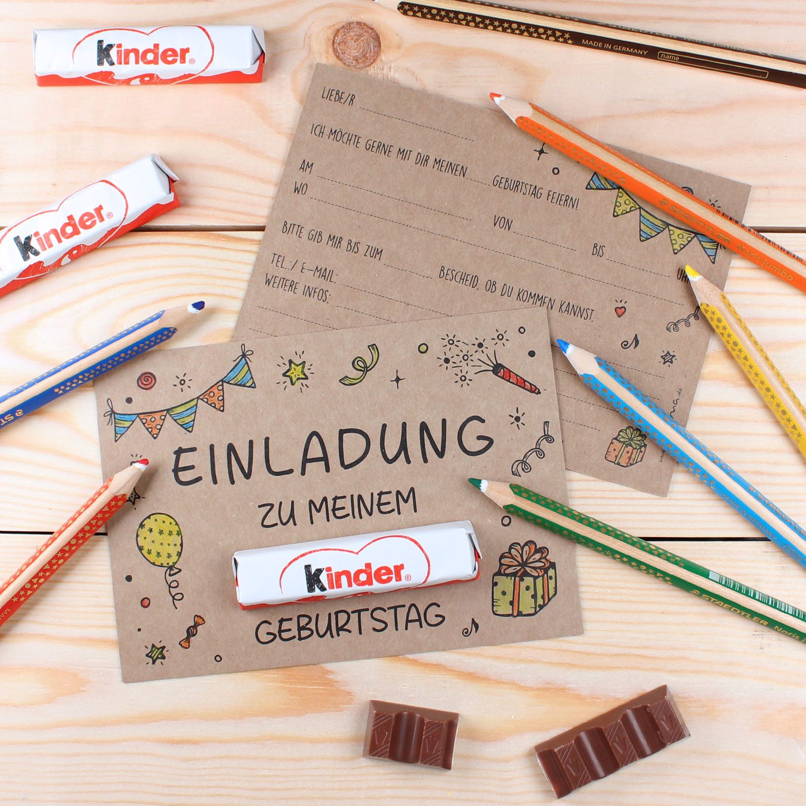 nikima Einladungskarten 10 Einladungskarten für Kindergeburtstag Kraftpapier – Bild 4 von 5