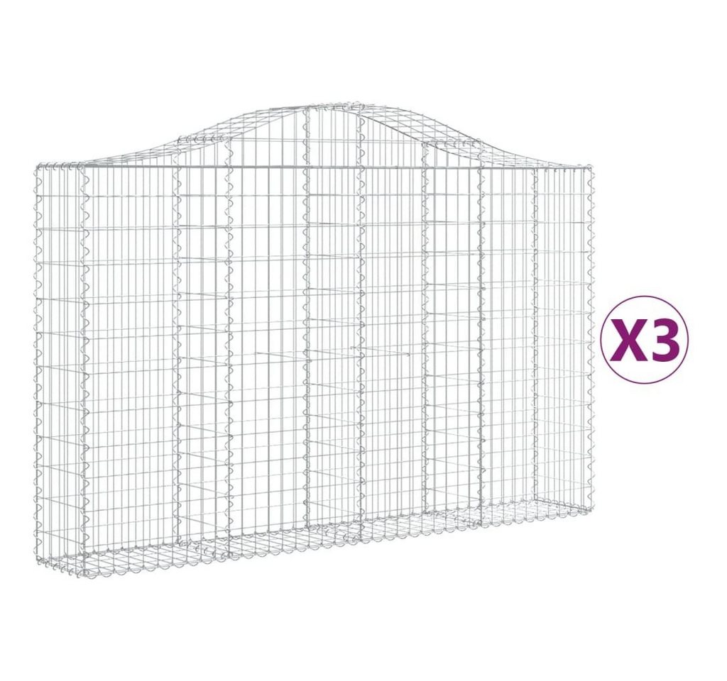 Thumbnail - vidaXL Seitenmarkise Gabionen mit Hochbogen 3 Stk 200x30x120140cm Verzinktes Eisen Sichtsch