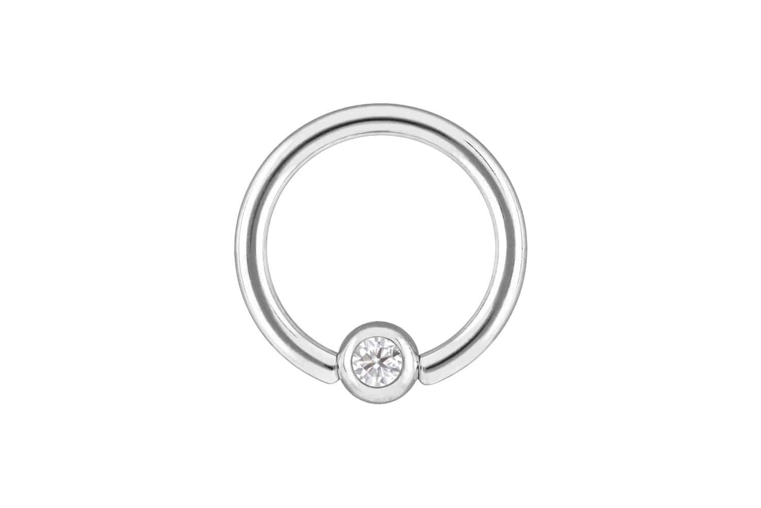 Nasenpiercing 14/18 Karat Gold Klemmkugelring MOISSANIT