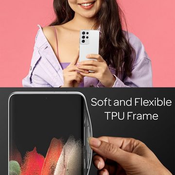 Nalia Smartphone-Hülle Samsung Galaxy S21 Ultra 5G, Spiegel Hartglas Hülle / Klarer Spiegeleffekt / Tempered Glass Cover