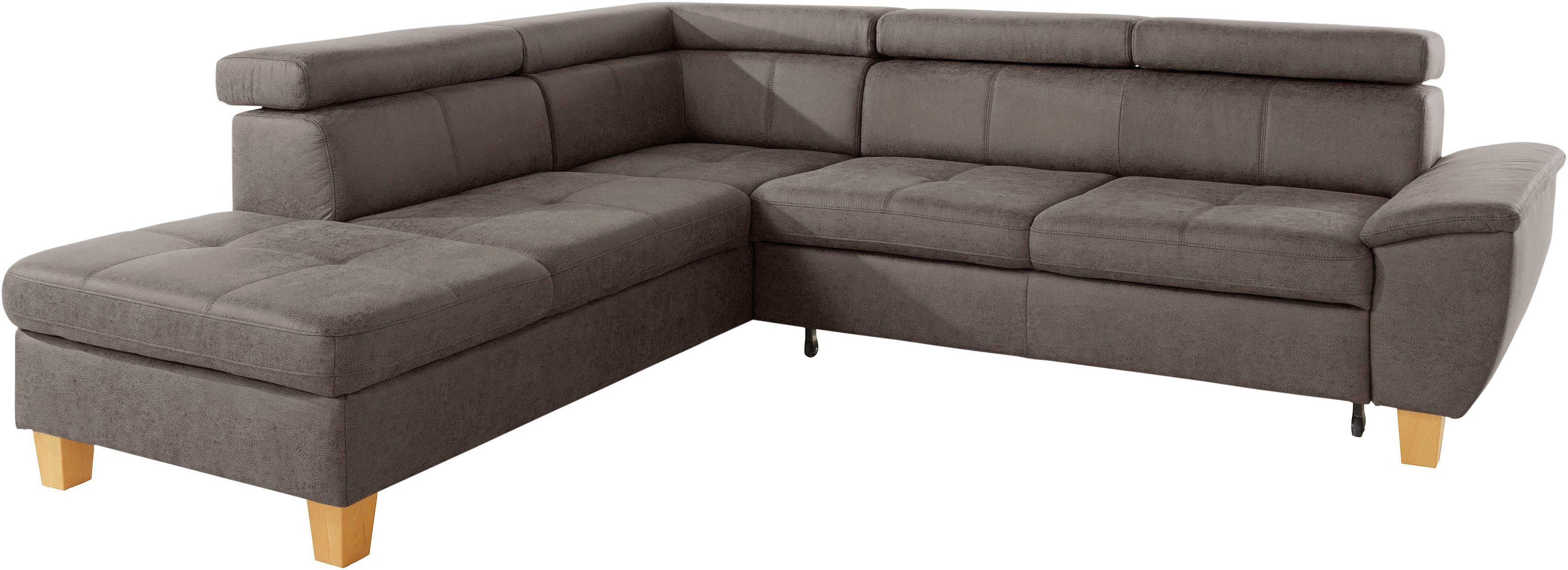 exxpo - sofa inklusive Enya, und Kopfteilverstellung, Bettfunktion fashion wahlweise Bettkasten Ecksofa