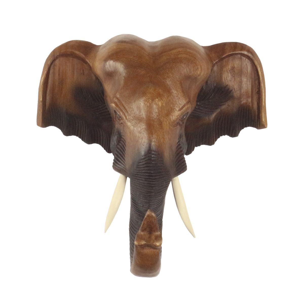 Oriental Galerie Dekofigur Elefantenkopf Holz glatt 30 cm hellbraun (1 St), günstig online kaufen