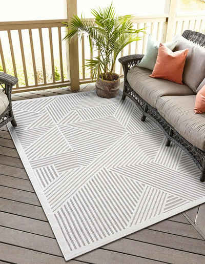 Teppich MY-RUG Outdoor-Teppich "Audrey" 150x80 cm, grau, Wohnando, rechteckig, Höhe: 8 mm, mit schlichtem Hoch-Tief-Design