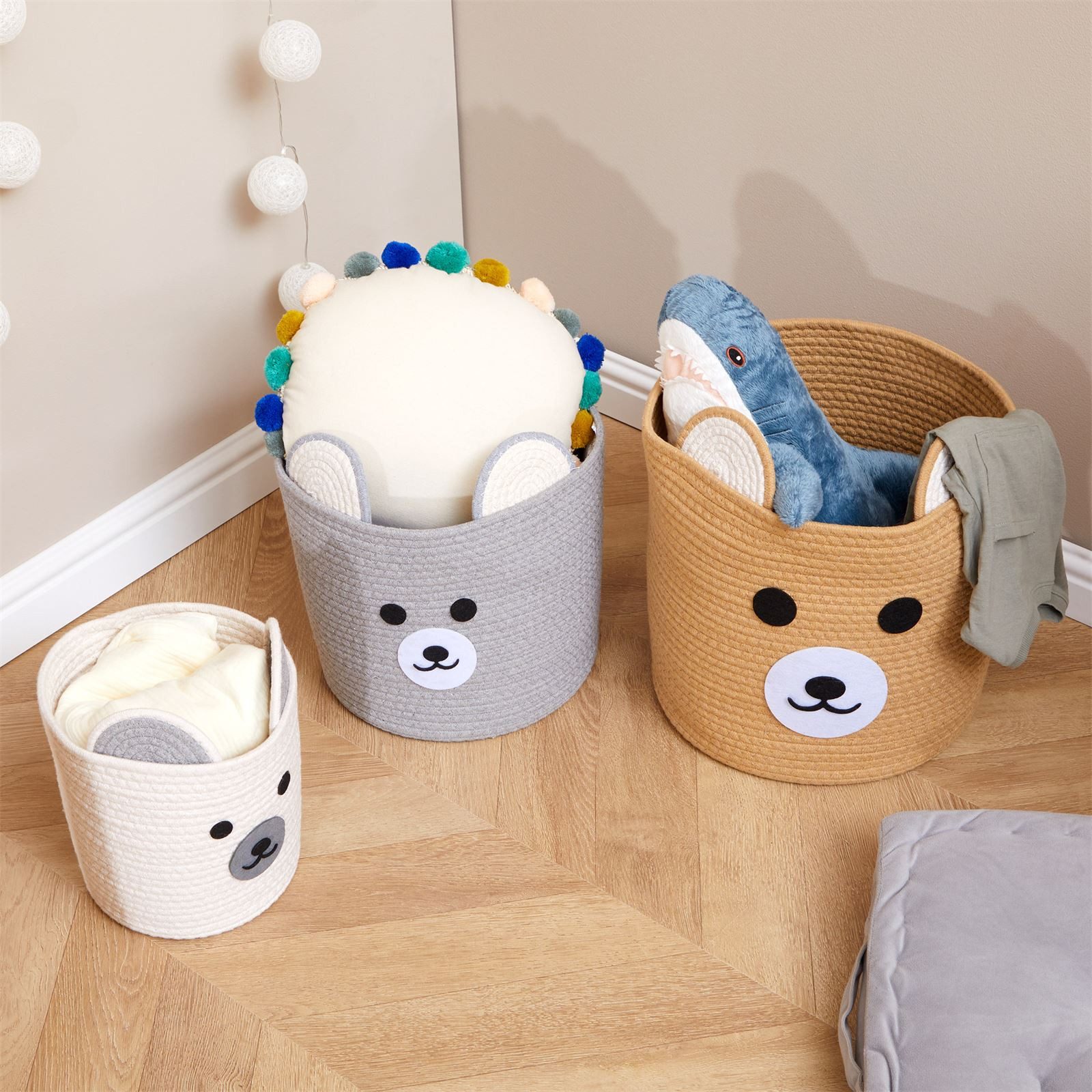 IDIMEX Aufbewahrungskorb TANKA (Set), Kinderzimmer Aufbewahrungskorb 3er Set Spielzeugaufbewahrung