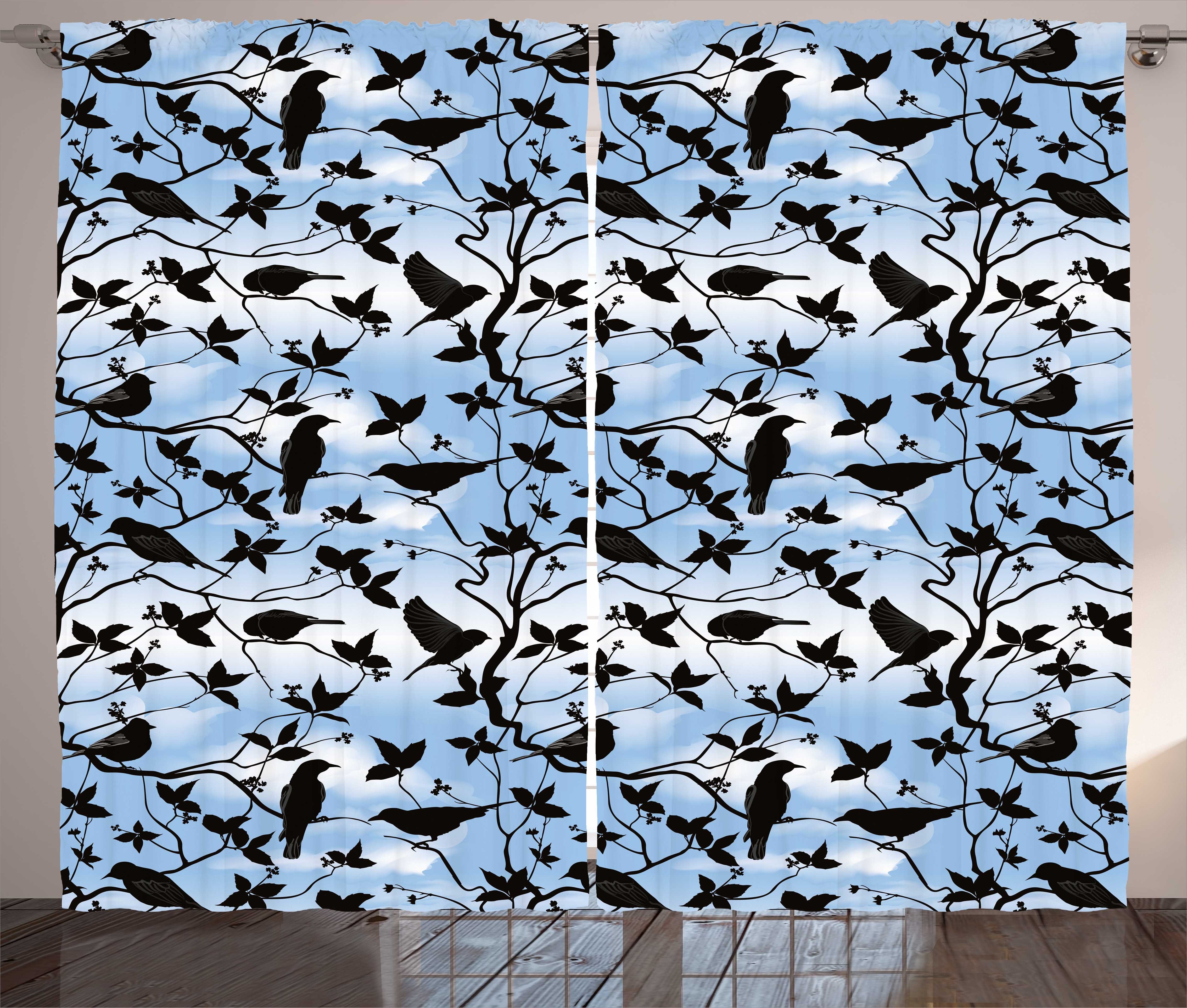 Vorhang Haken, Vögel mit und Swallow Silhouetten Branchen Kräuselband Schlafzimmer Abakuhaus, Gardine Schlaufen