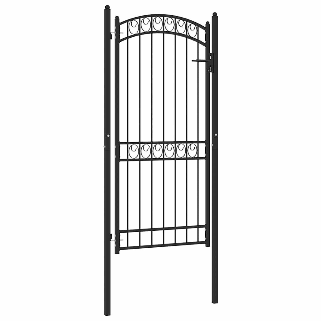 vidaXL Gartentor Zauntor mit Gewölbter Spitze Stahl 100x200 cm Schwarz