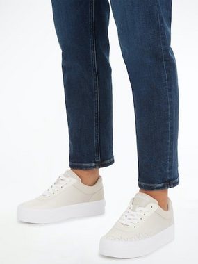 Calvin Klein Jeans BOLD VULC FLATF LOW LTH IN SAT Plateausneaker mit Logoschriftzug, Freizeitschuh, Halbschuh, Schnürschuh