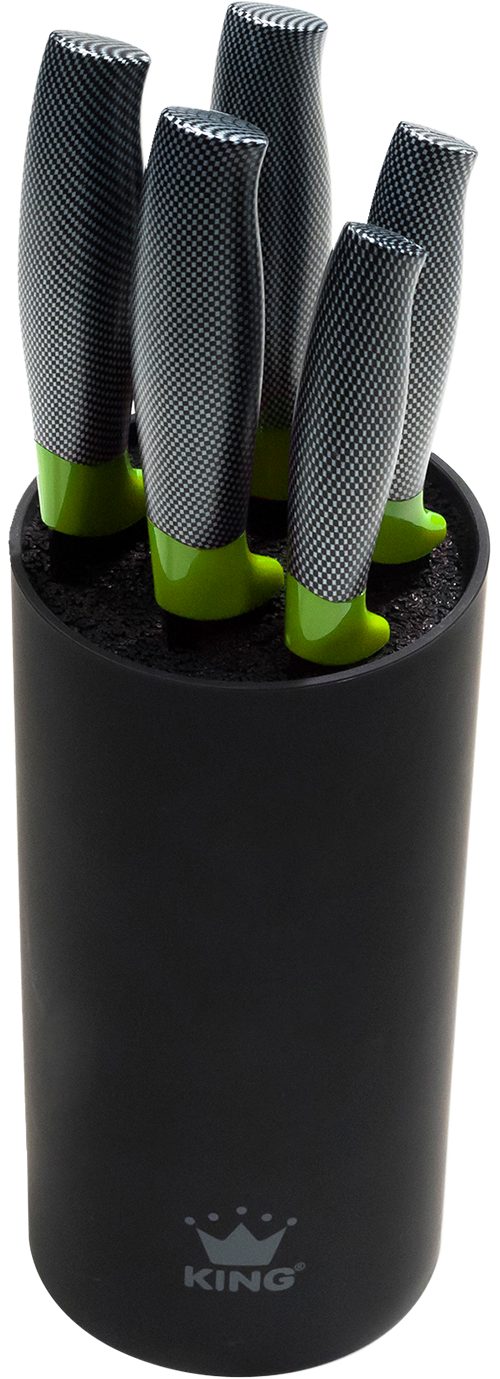 KING Pfannen-Set Square, Aluminiumguss (Set, 10-tlg., 1x Eckpfanne 28x28 cm), Eckpfanne, Messerblock, 5 Kochmesser, 3tlg. Dosen-Set, Induktion