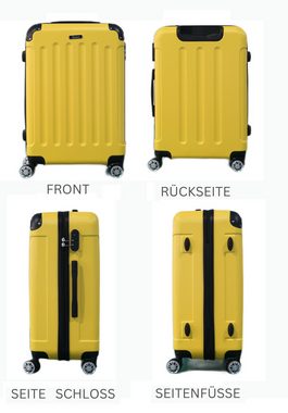 Cheffinger Koffer 3 tlg Hartschale Trolley Set Kofferset Handgepäck Reisetasche Gelb