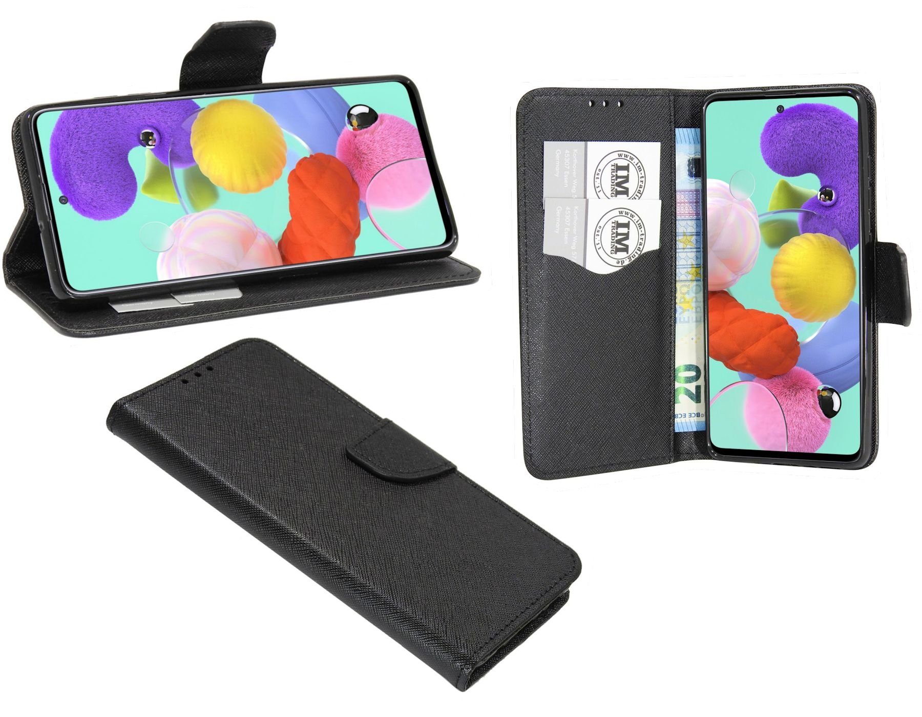 cofi1453 Handyhülle Hülle Tasche für Samsung Galaxy A51, Kunstleder Schutzhülle Handy Wallet Case Cover mit Kartenfächern, Stan