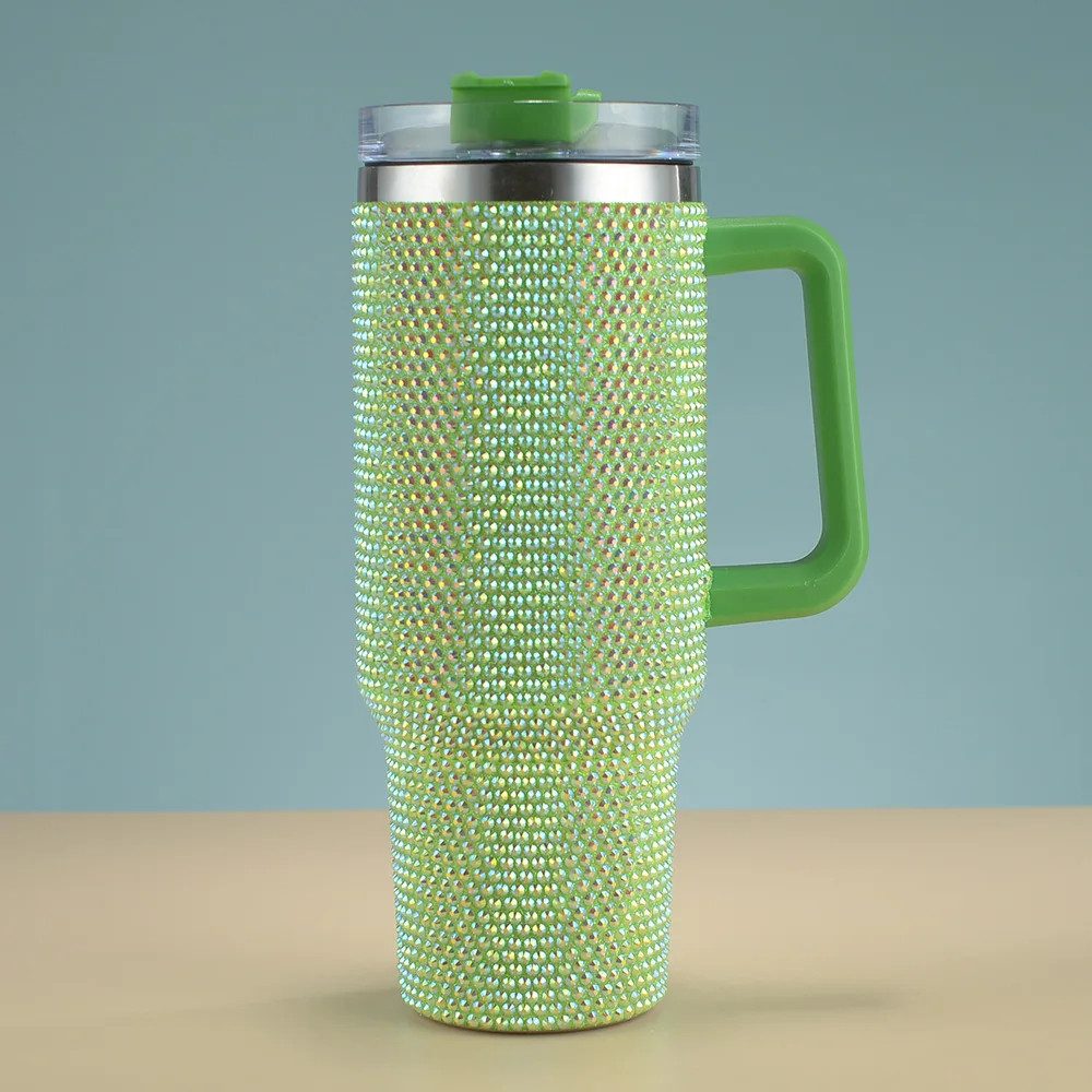 Nagham Ghazal Aswad Coffee-to-go-Becher Diamond Design Thermobecher 40oz Edelstahl Isolierbecher Glitzer, Doppelwandige IsolierungMit Griff, Großes Fassungsvermögen