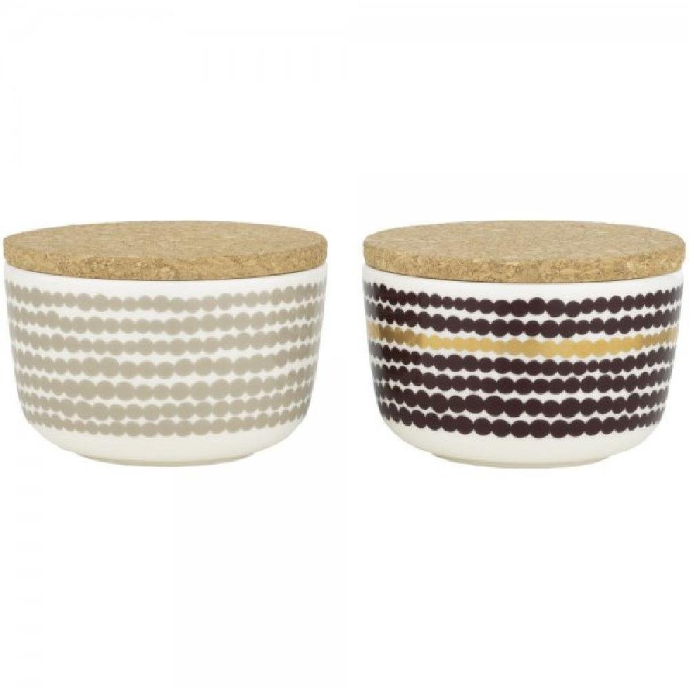 Marimekko Vorratsdose Schalen-Set Oiva Siirtolapuutarha White-Dark Wine-Gold Clay