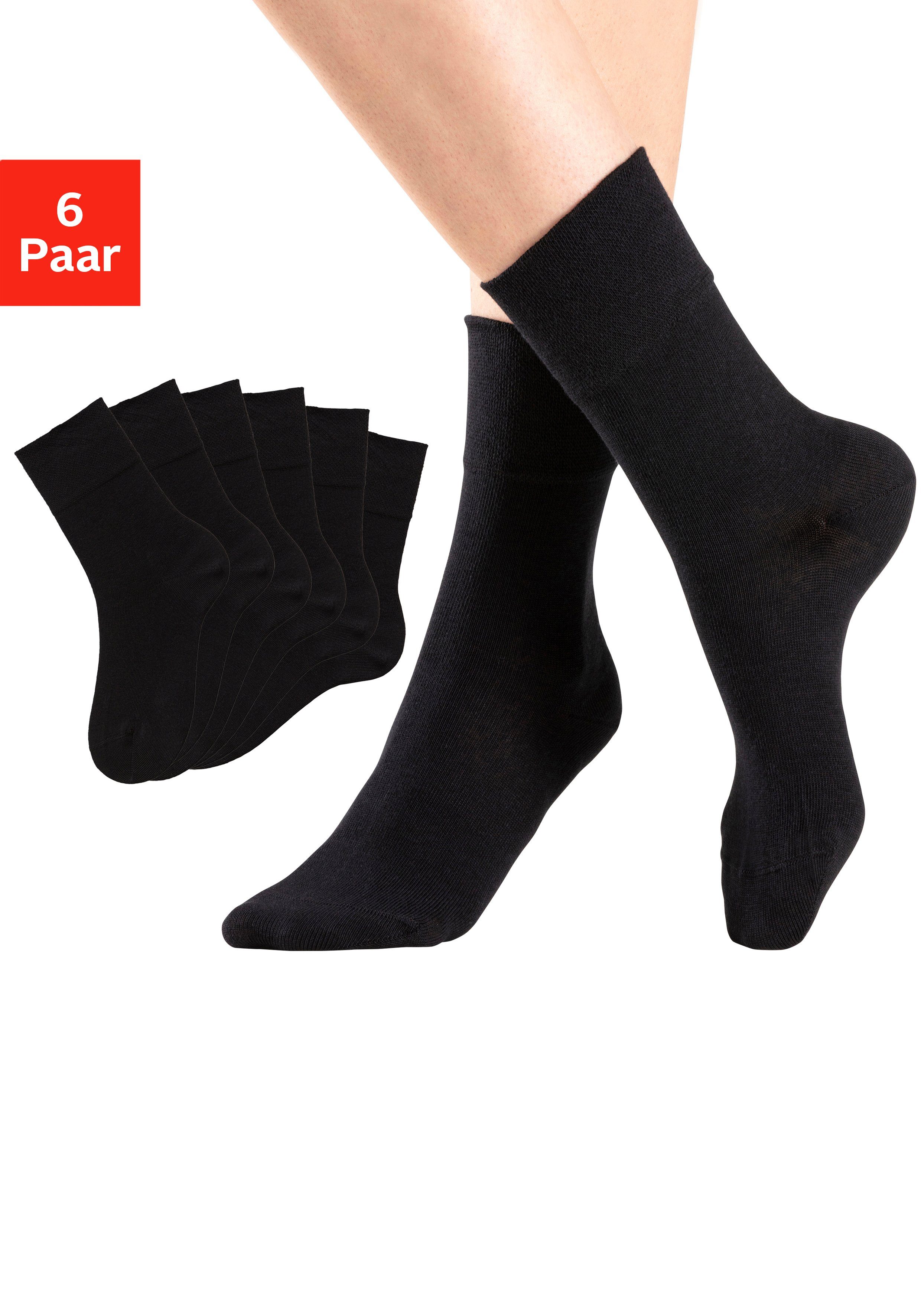H.I.S Socken (Set, 6-Paar) mit Komfortbund auch für Diabetiker geeignet 6x schwarz