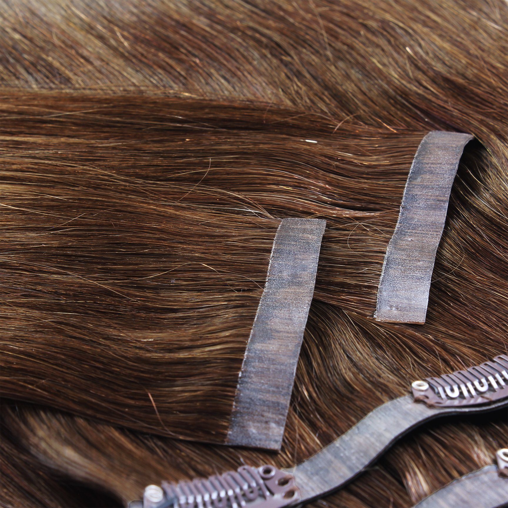 Seamless hair2heart 40cm Clip Gold Dunkelblond #6/3 Extensions Echthaar-Extension