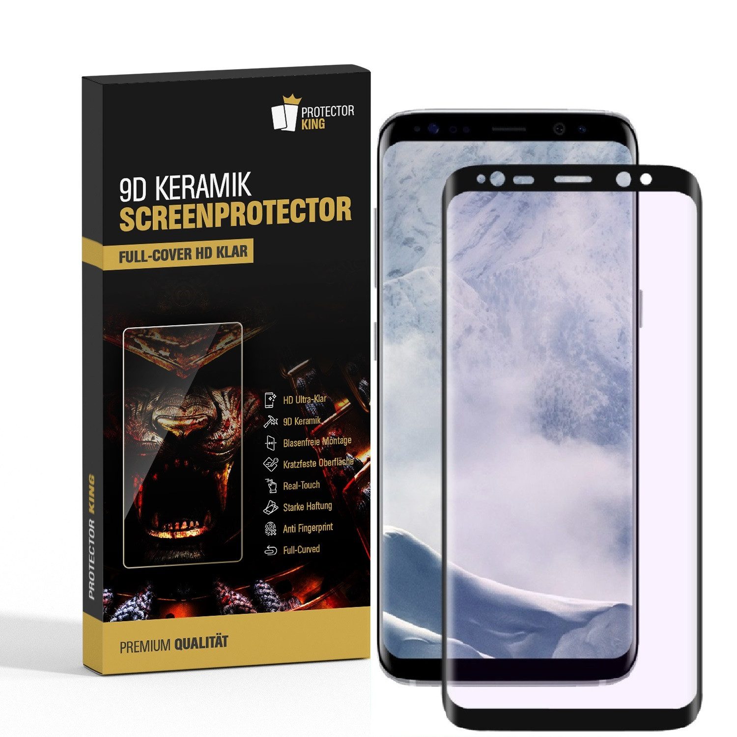 Protectorking Schutzfolie 1x 9D Keramik-Glass für Samsung Galaxy S9 FULL COVER 3D KLAR Panzerfol, (1-Stück), Anti-Schmutz