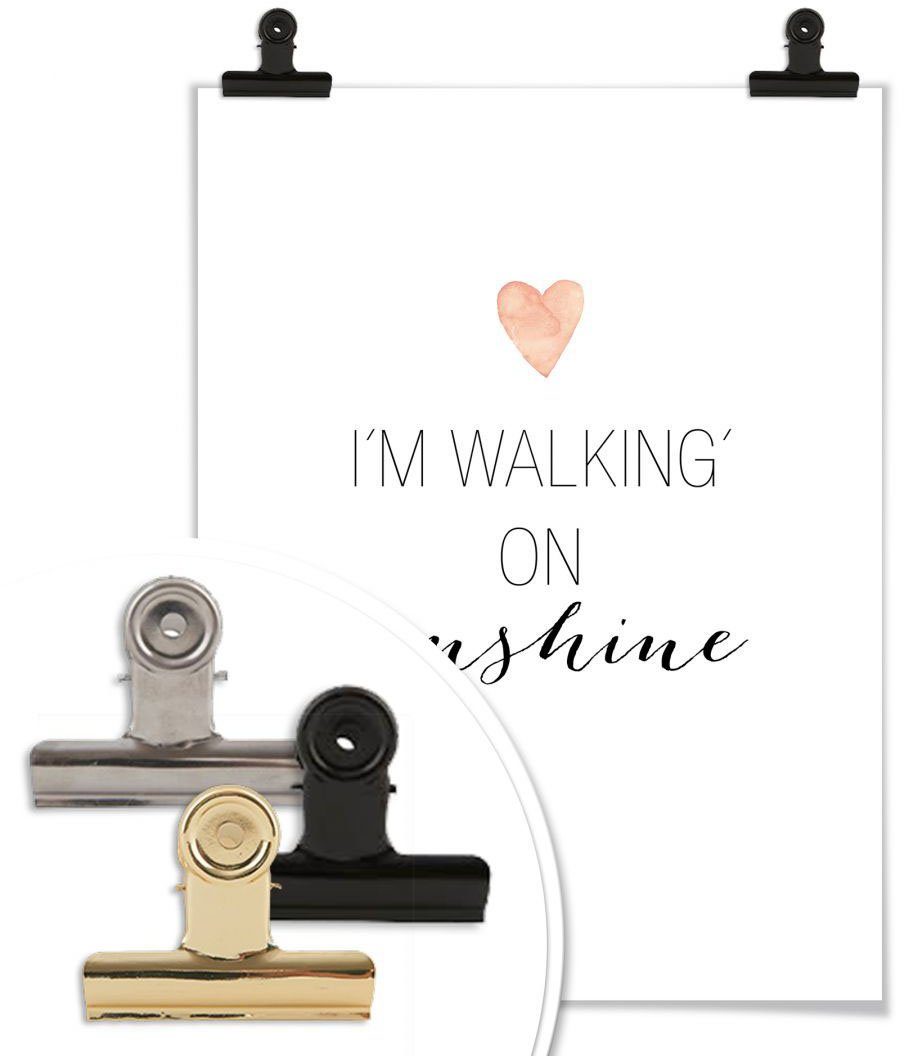 walking (1 Wall-Art sunshine, St), Wandbild, Wandposter on Bild, Poster, Schriftzug Poster