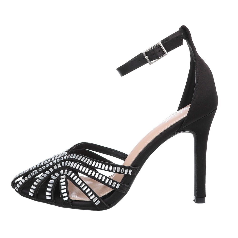 Ital-Design Damen Abendschuhe Party & Clubwear Schnürpumps Pfennig-/Stilettoabsatz Sandalen & Sandaletten in Schwarz