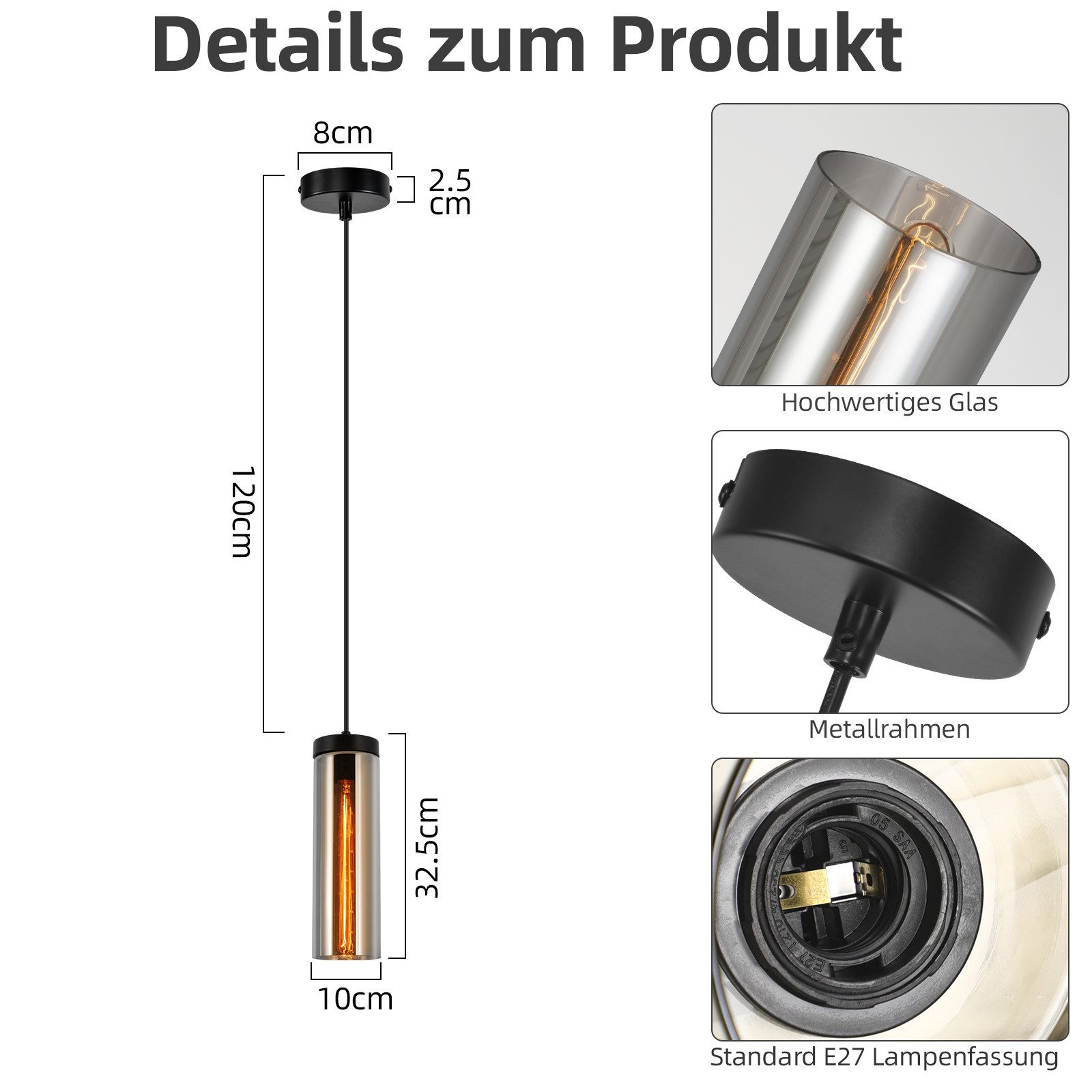 ZMH Pendelleuchte Esszimmer 1 Flammig Hängend E27 Schwarz Glas für Schlafzi günstig online kaufen