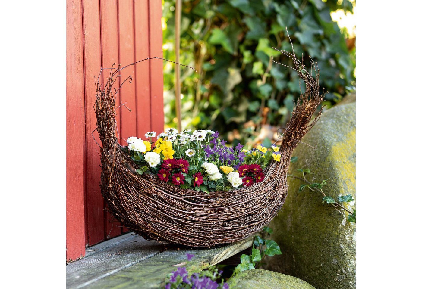 Thumbnail - Frank Flechtwaren Allzweckkorb Pflanzkorb Gondel Birkenreisig – Blumentopf Gartendeko