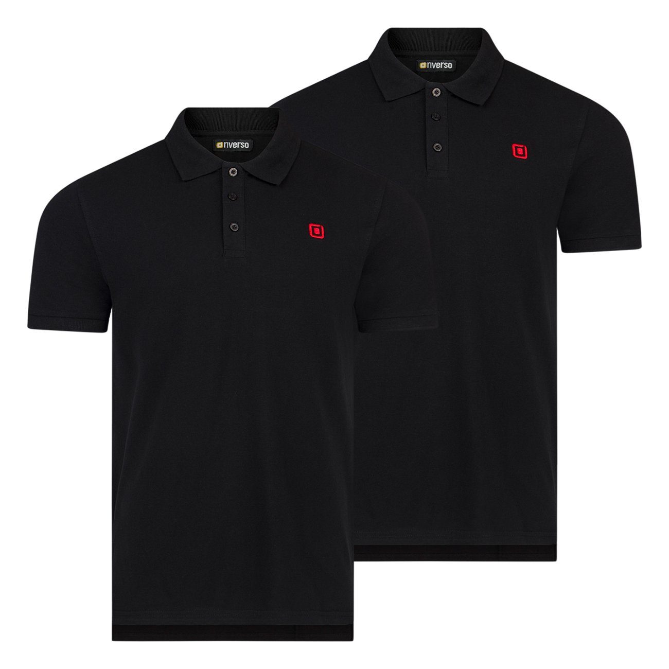 Fit riverso Black-Formula 100% Herren Polohemd Baumwolle Red aus Basic Regular Hemd Poloshirt (2-tlg) RIVJohn