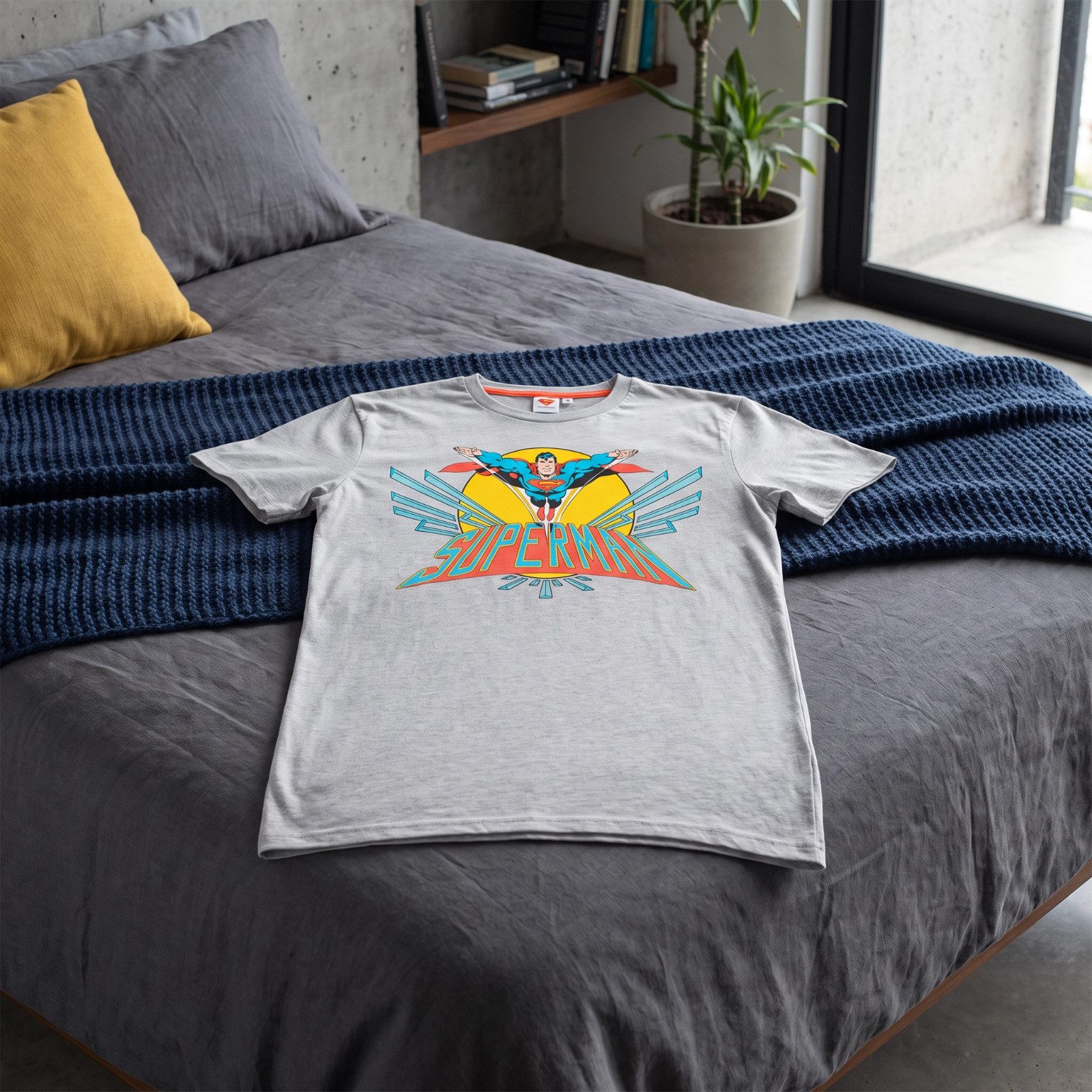DC Comics Print-Shirt DC Comics Superman Herren kurzarm T-Shirt Shirt Grau S-XXL