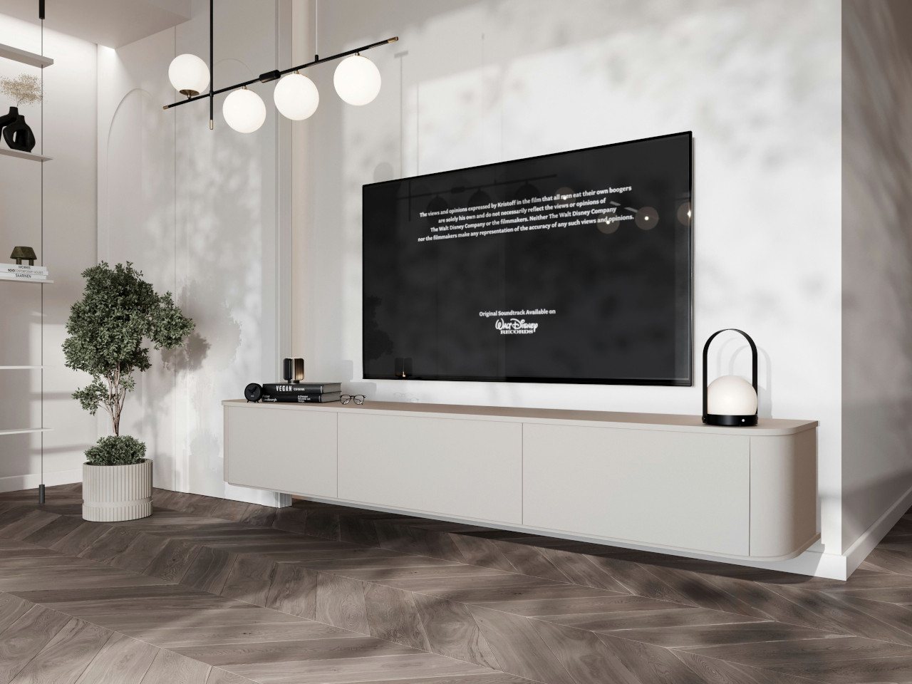MOEBLINE Lowboard Hängender TV Lowboard AZILLO 215 kaschmir