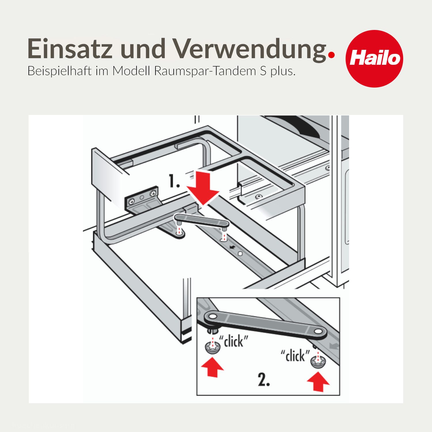 Hailo Einbaumülleimer Hailo Mitnehmer 1830879 für Raumspar-Tandem S plus Abfallsammler