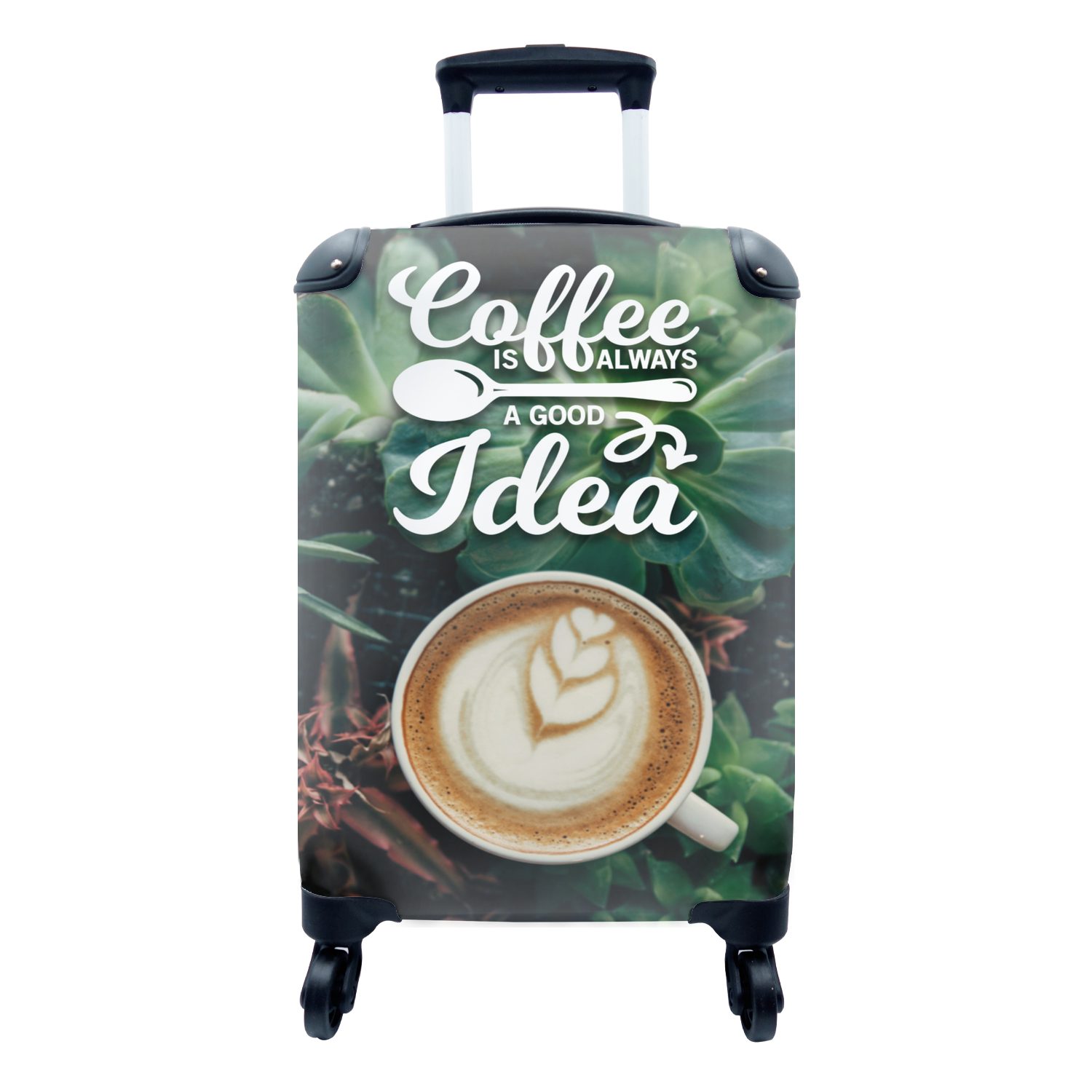MuchoWow Handgepäckkoffer Kaffee - Zitate - Sprichwörter - Kaffee ist immer eine gute Idee, 4 Rollen, Reisetasche mit rollen, Handgepäck für Ferien, Trolley, Reisekoffer