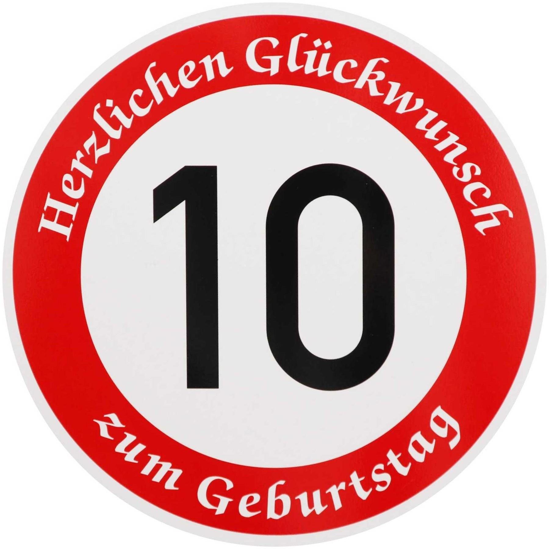 BauSupermarkt24 Verkehrsschild ORIGINAL Verkehrszeichen Nr. 274-10 " 10km/h " mit Geburtstagstext