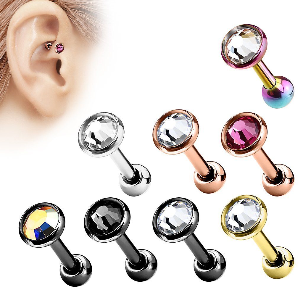 Stab Tragus Piercing-Set Stecker Schwarz Barbell Cartilage, Barbell Kristall Kristall Ohr Rainbow - Taffstyle Piercing Helix Helix Piercing Tragus Cartilage