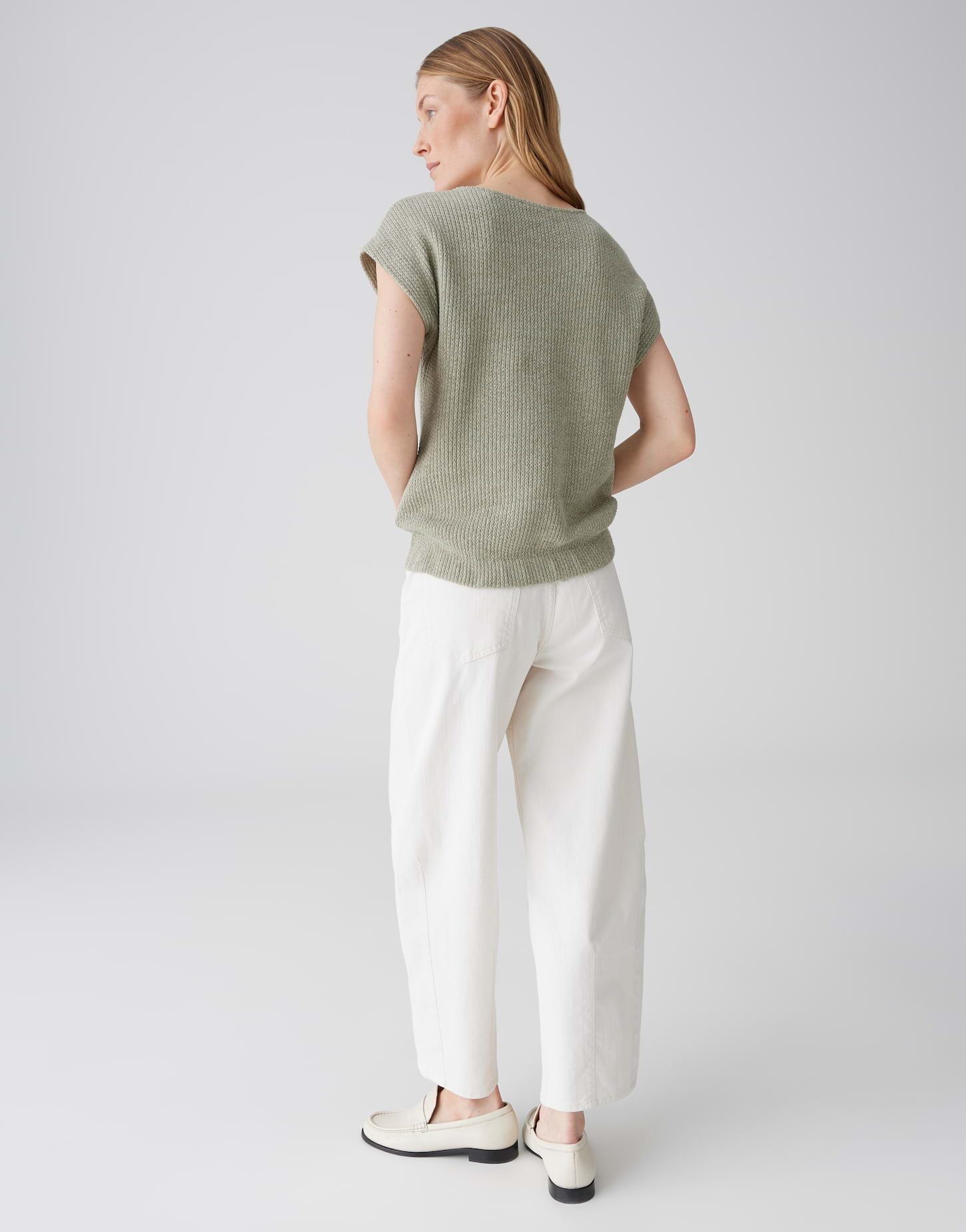 OPUS Shirttop Jerseytop in Strickoptik Lockerer Schnitt, Gummibund am Saum
