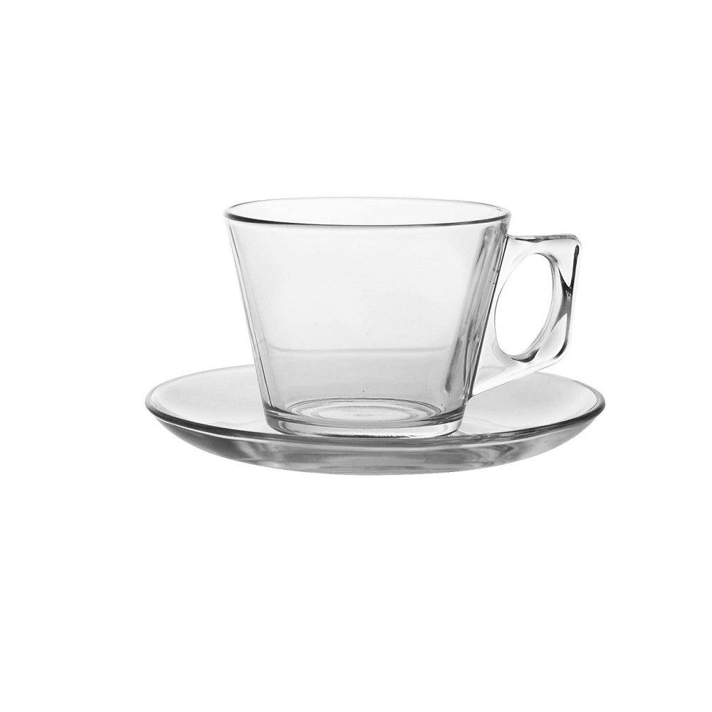 Pasabahce Becher Pasabahce Vela Kaffeetassenset Tasse und Untertasse 12tlg., Glas – Bild 3 von 4