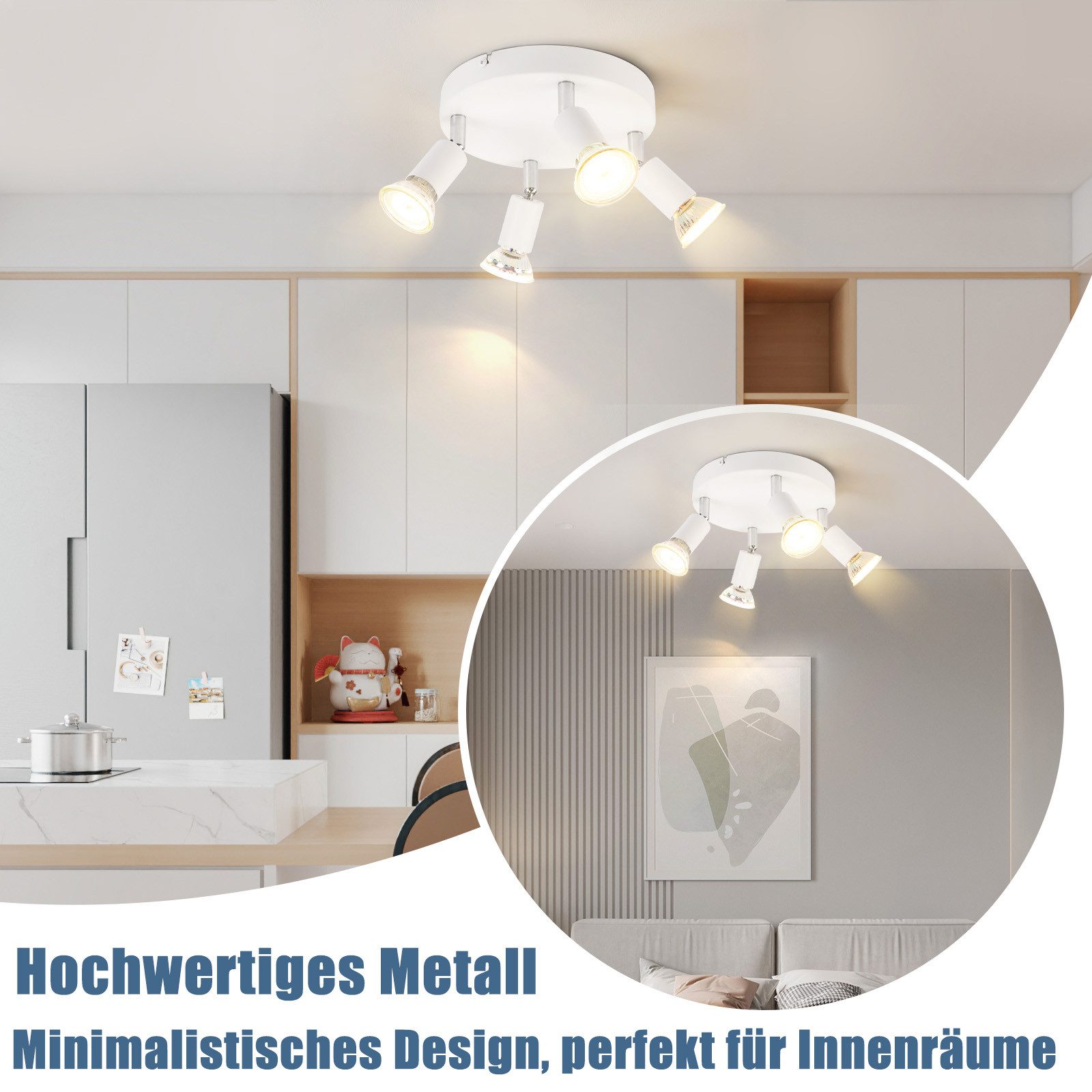 Nettlife Deckenstrahler Deckenlampe Weiß 4 Flammig GU10 LED Deckenspots Mod günstig online kaufen