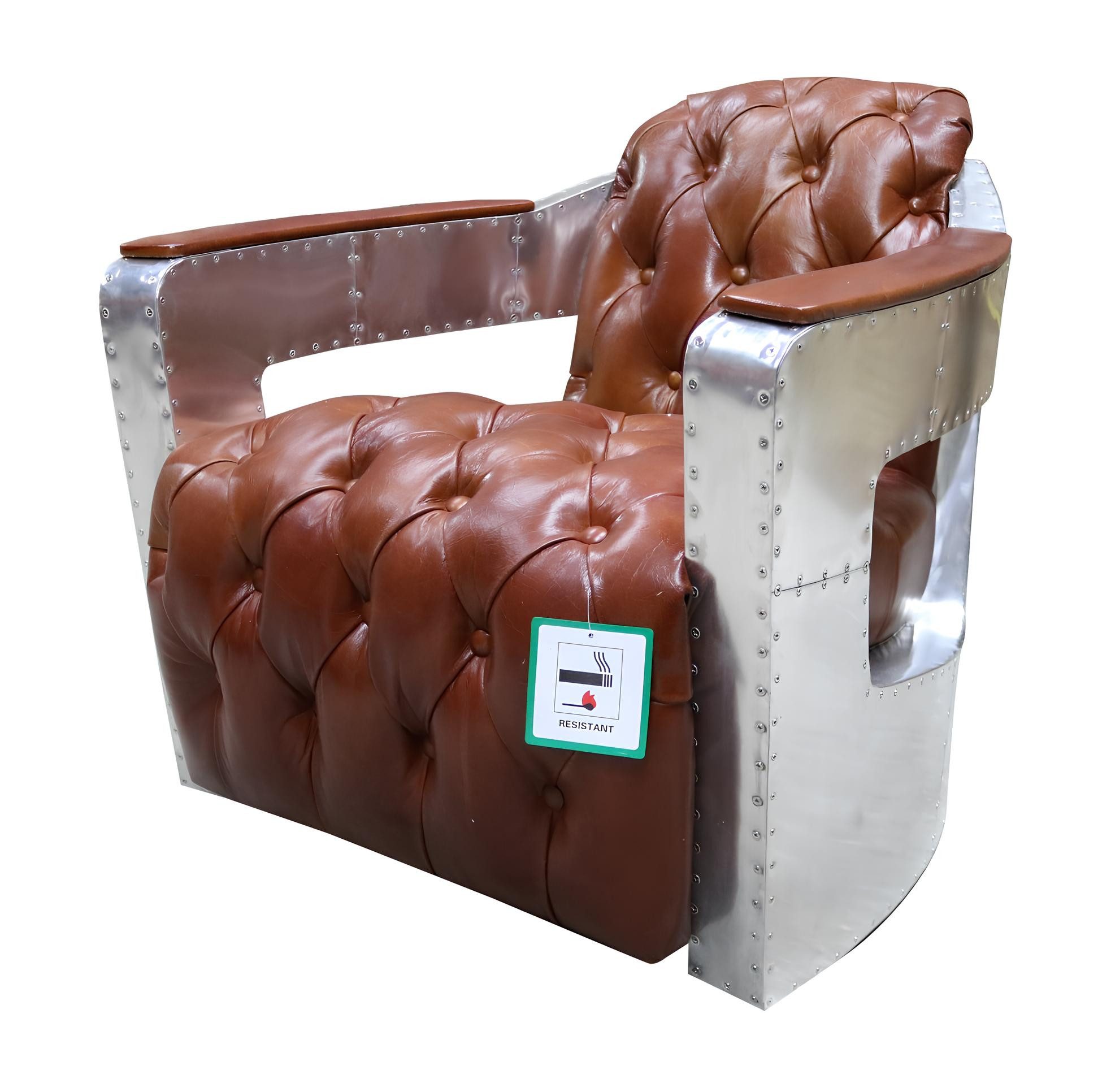 Xlmoebel Sessel Chesterfield Sessel aus echtem Leder im Shabby Vintage Look (Sessel), Hergestellt in Europa