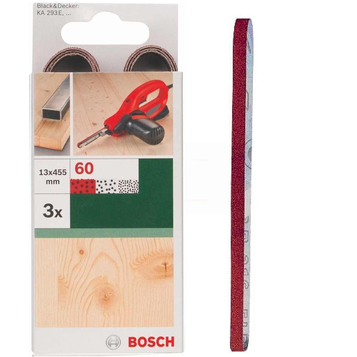 BOSCH Bohrfutter Bosch 3 Schleifbänder für B+D Powerfile KA 293E 13 x 451 mm, K 60