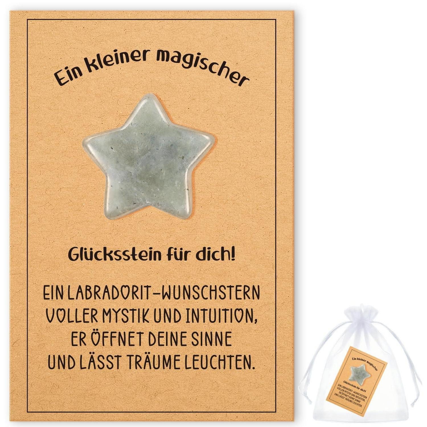 LuxusKollektion Stein Glückssteine Wunschstern Labradorit mit Botschaftskarte, (1 St)
